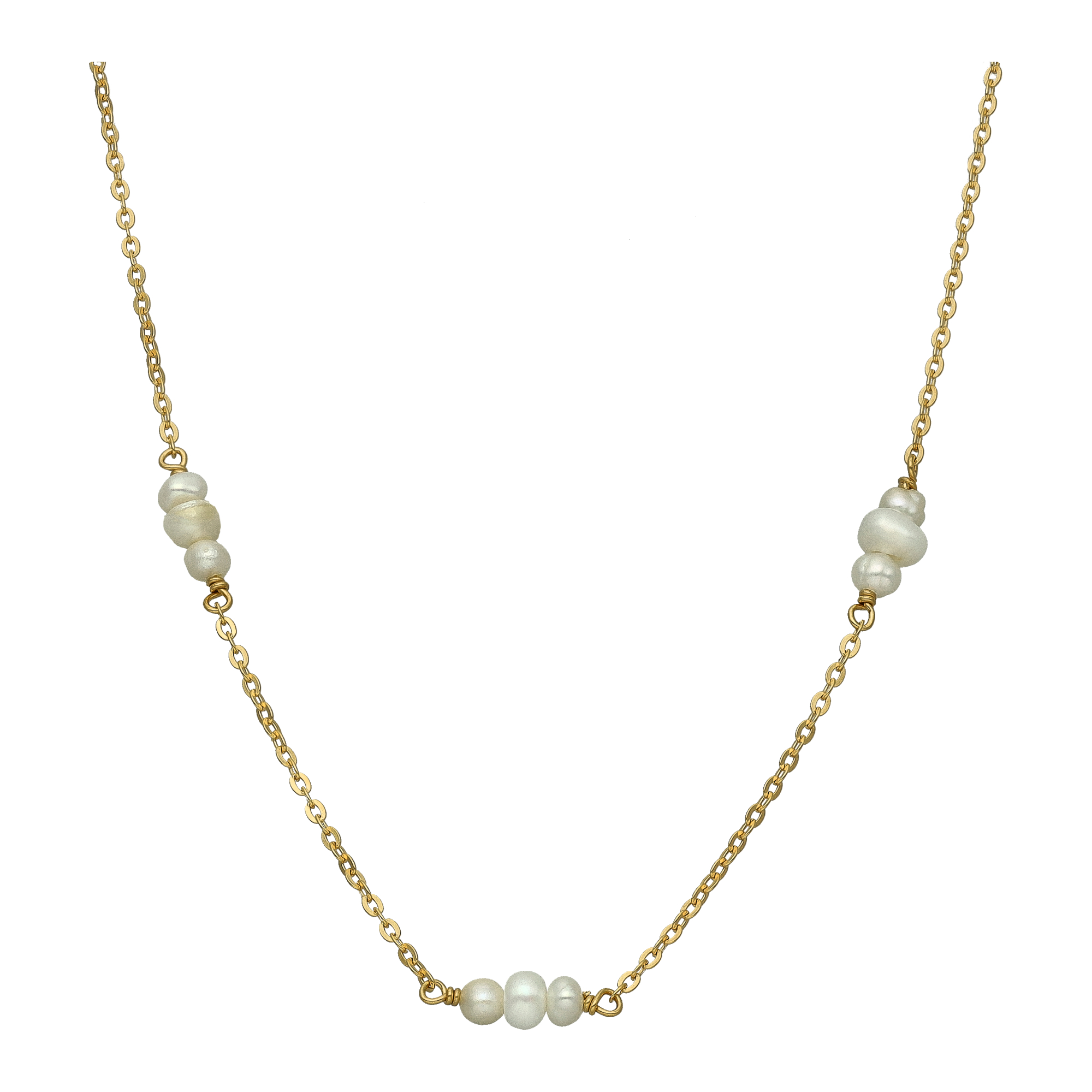 Collier Chaîne en Argent Doré et Perles de Culture Naturelles Élégance Intemporelle 1