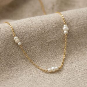 COD205NEW Collier Chaîne en Argent Doré et Perles Naturelles Élégance Intemporelle 4