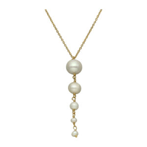 Collier Cravate en Argent Doré et Cascade de Perles de Culture Naturelles 3