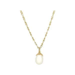 Collier argent dorée diamanté goutte de perle naturelle blanche