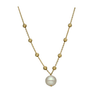 Collier Pendentif Perle de Culture Naturelle et Perles d'Argent Doré Élégance Intemporelle 4
