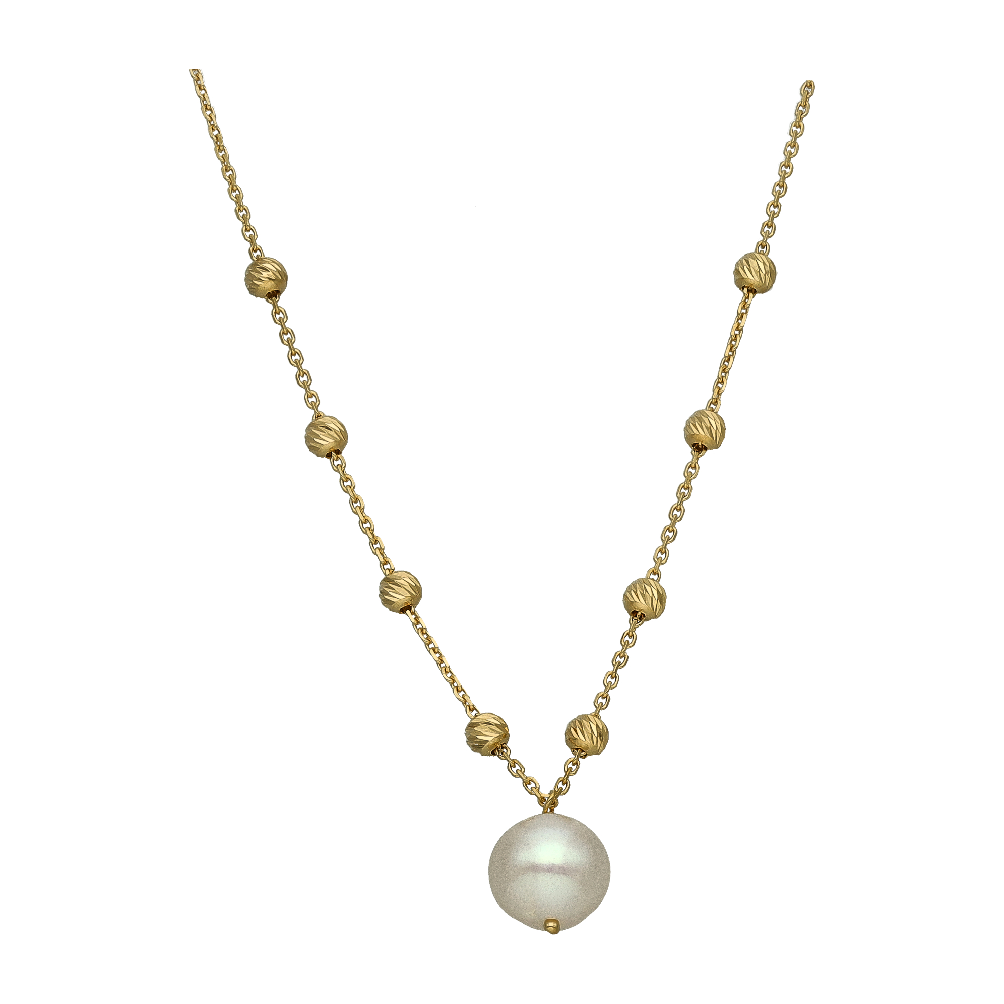 Collier Pendentif Perle de Culture Naturelle et Perles d'Argent Doré Élégance Intemporelle 1