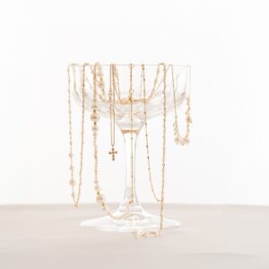 Collier Chaîne en Argent Doré Croix Oxyde de Zirconium et Perles de Culture Naturelles 6