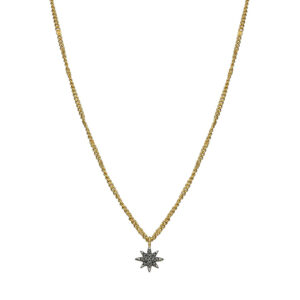 Collier Argent Doré Étoile Diamant Noir