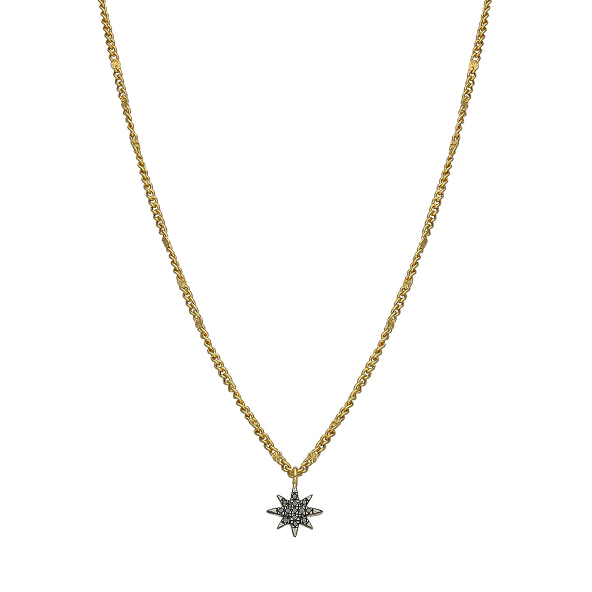 Collier Argent Doré Étoile Diamant Noir