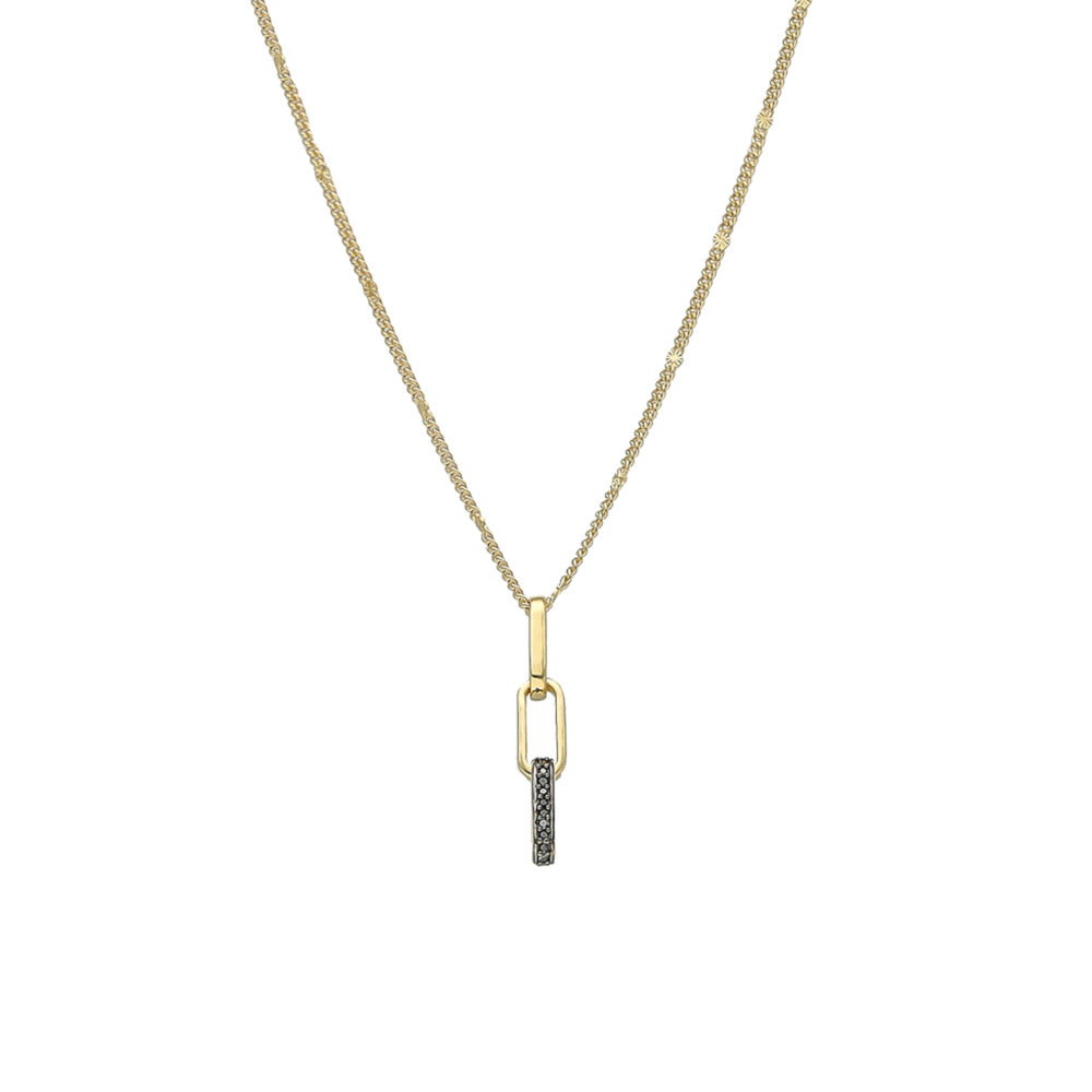 Collier Argent Doré Maille Diamant Noir