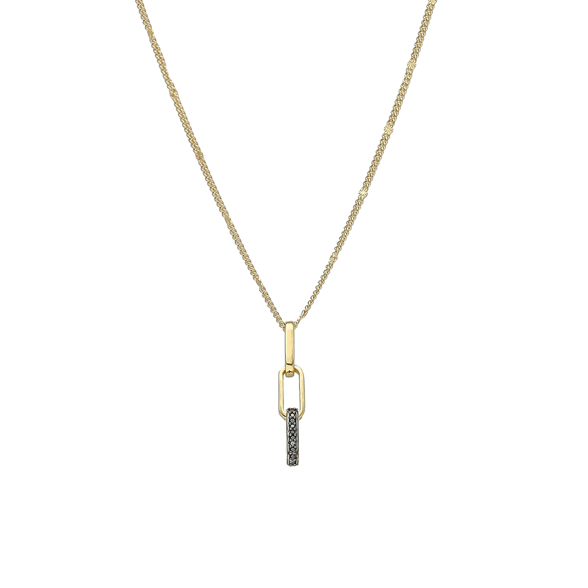 CODN003 Collier Argent Doré Maille Diamant Noir