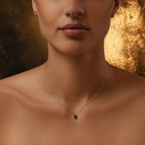 Boucles d'Oreilles Puces Argent Dorées Gouttes Diamant Noir 3