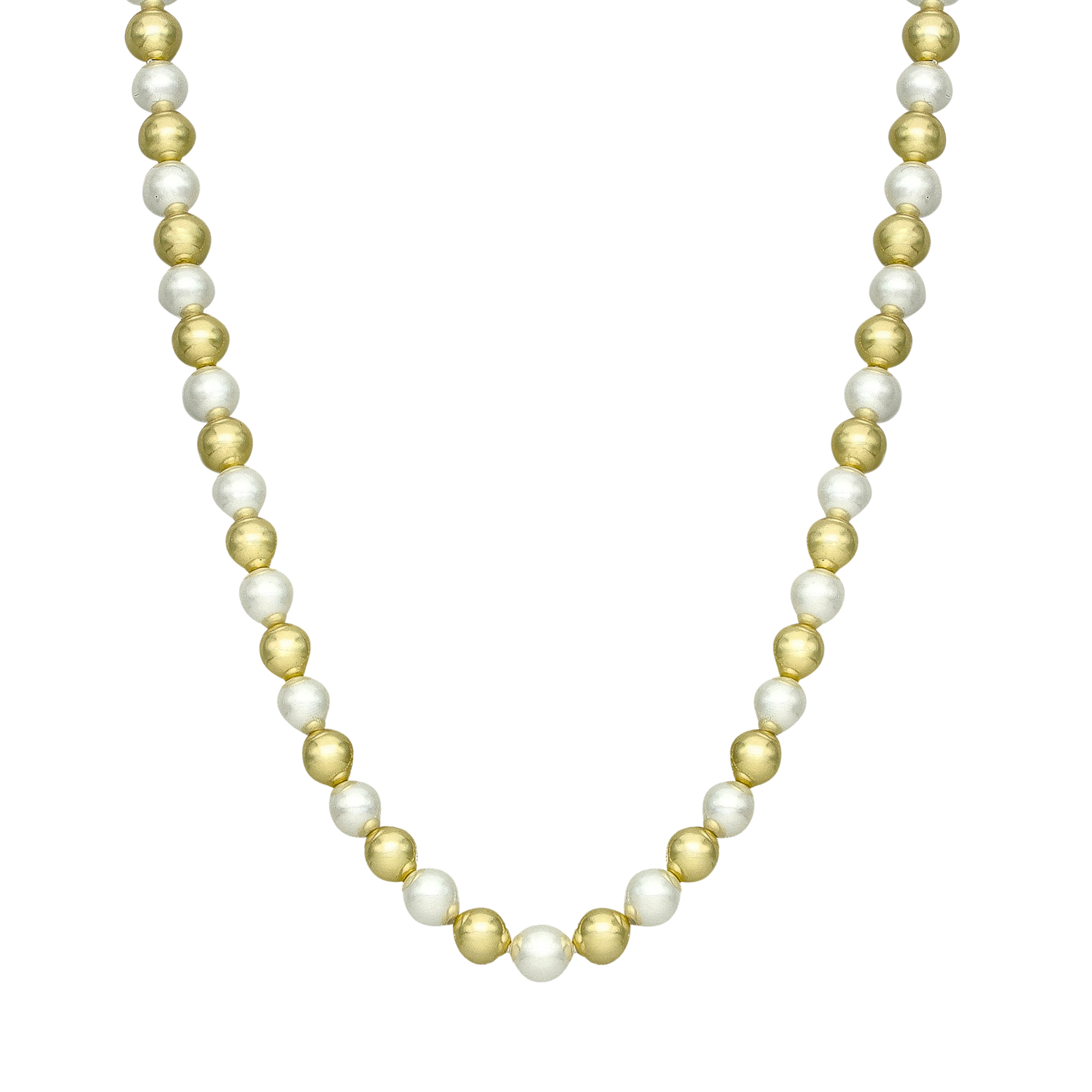 Collier en argent doré perles naturelles blanches et dorées 1