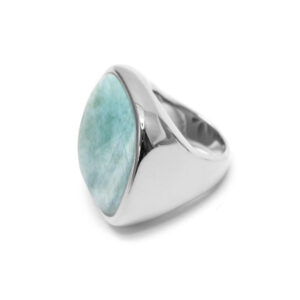 Bague à volume carrée en argent et pierre naturelle amazonite 6