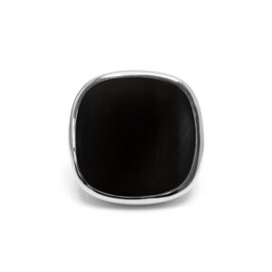 Bague à volume carrée en argent rhodié et pierre naturelle spinelle noire 3