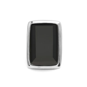 Bague à volume rectangle en argent rhodié et pierre naturelle spinelle noire 3