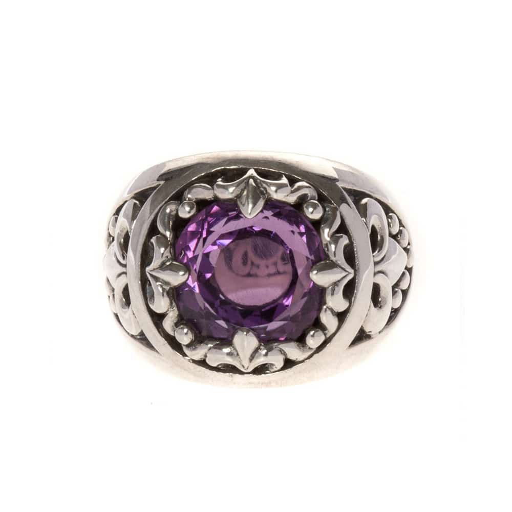 Ring silver color amethyst rock sacred union 1