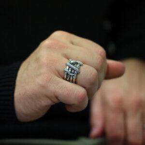 Bague anneau bambou pour homme en argent avec serpent entrelacé 8