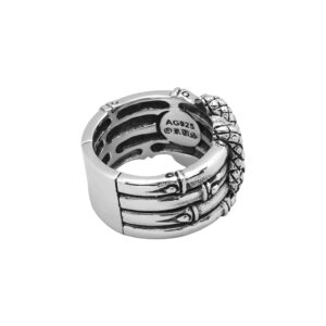 Bague anneau bambou pour homme en argent avec serpent entrelacé 7