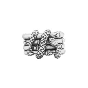 Bague anneau bambou pour homme en argent avec serpent entrelacé 5