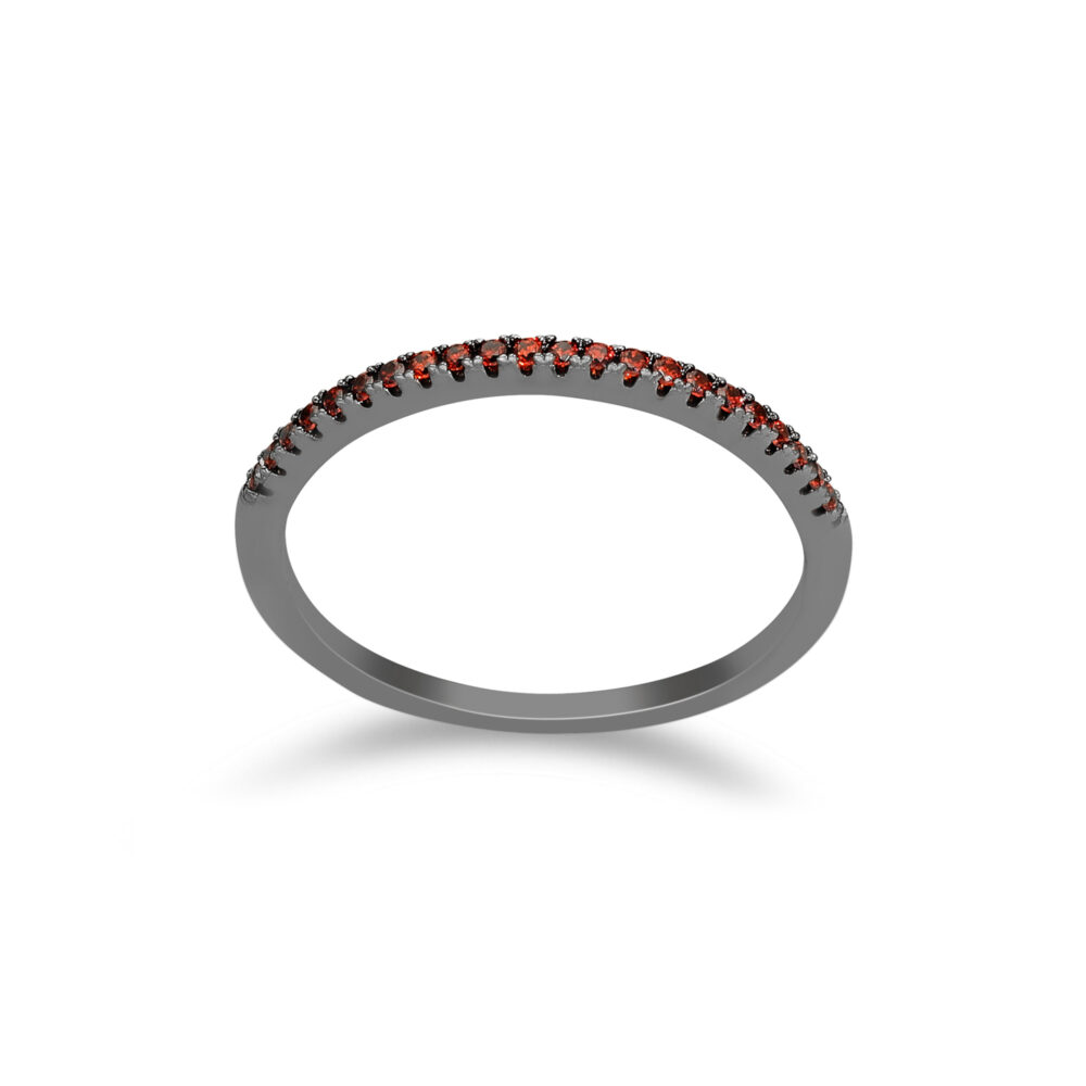 Bague anneau scintillant noir pierre orange 1
