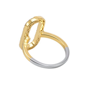 Bague argent ovale doré sertie de zirconium 7