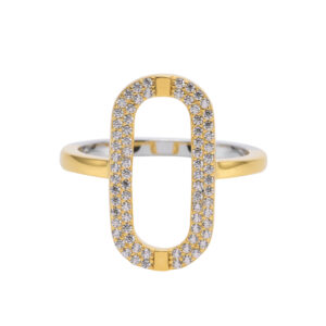 Bague argent ovale doré sertie de zirconium 5