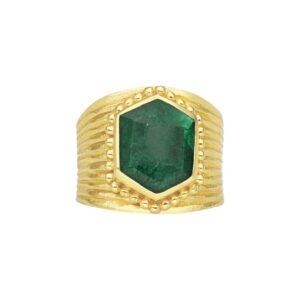 Bague argent doré antique pierre naturelle béryl émeraude 3