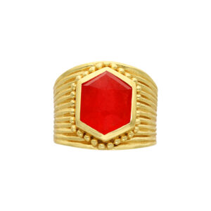 Bague argent doré antique pierre naturelle jade rouge 3