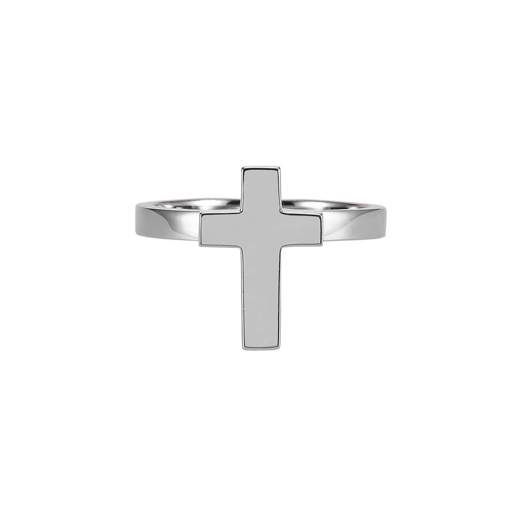 Ring rhodium silver cross mary 1