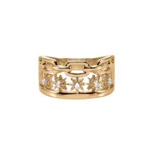Bague En Argent Massif Avec Duo D'étoiles Zirconium - Taille 56 - Occasion - Bijou Délicat