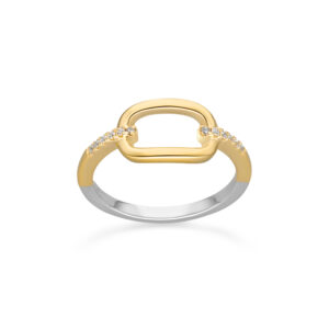 Bague argent doré simple olga zirconiums blanc 3