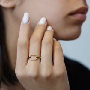 Bague argent doré simple olga zirconiums blanc 4