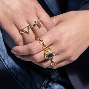 Bague argent doré croix marie 6