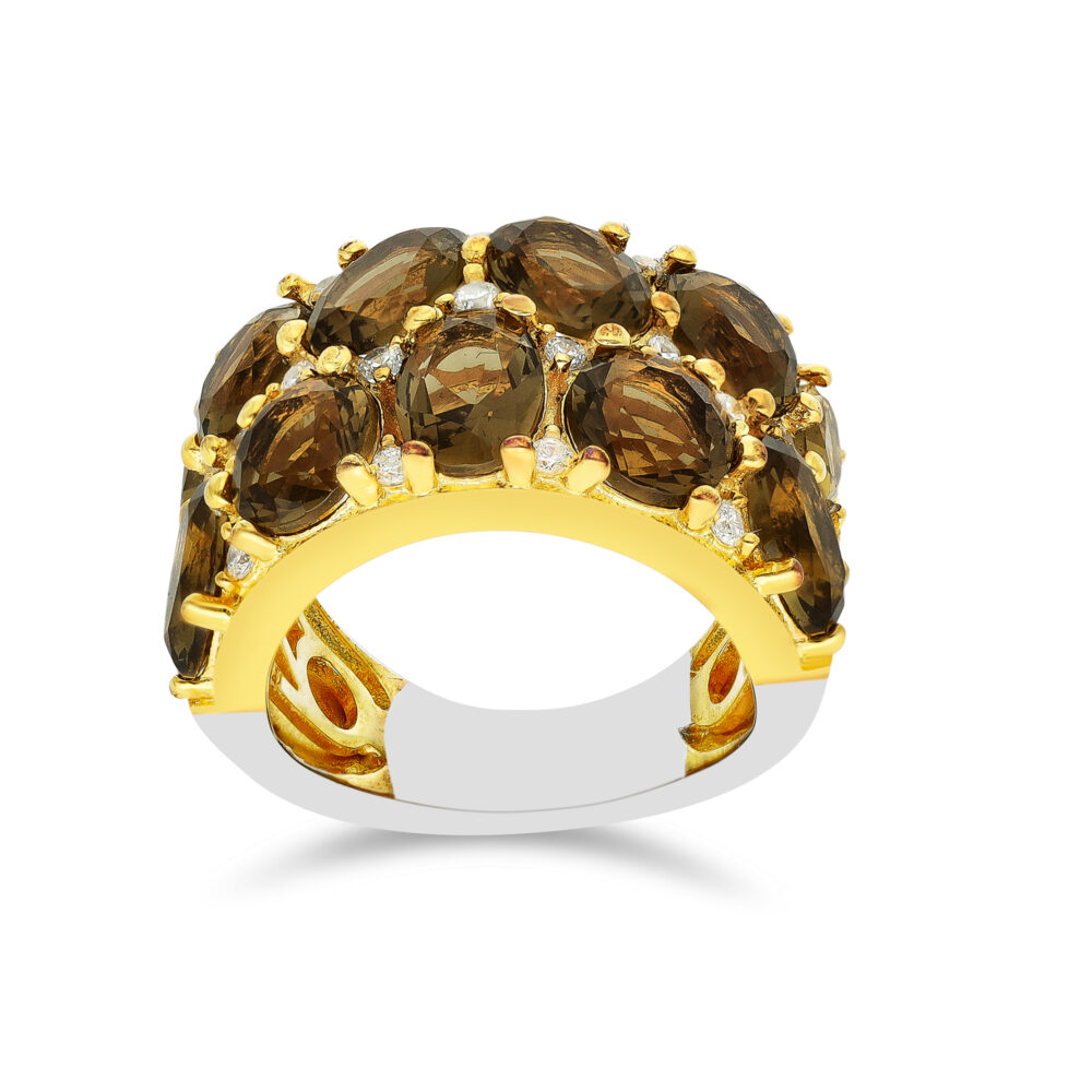 Gold silver ring with brown baroque stones 3