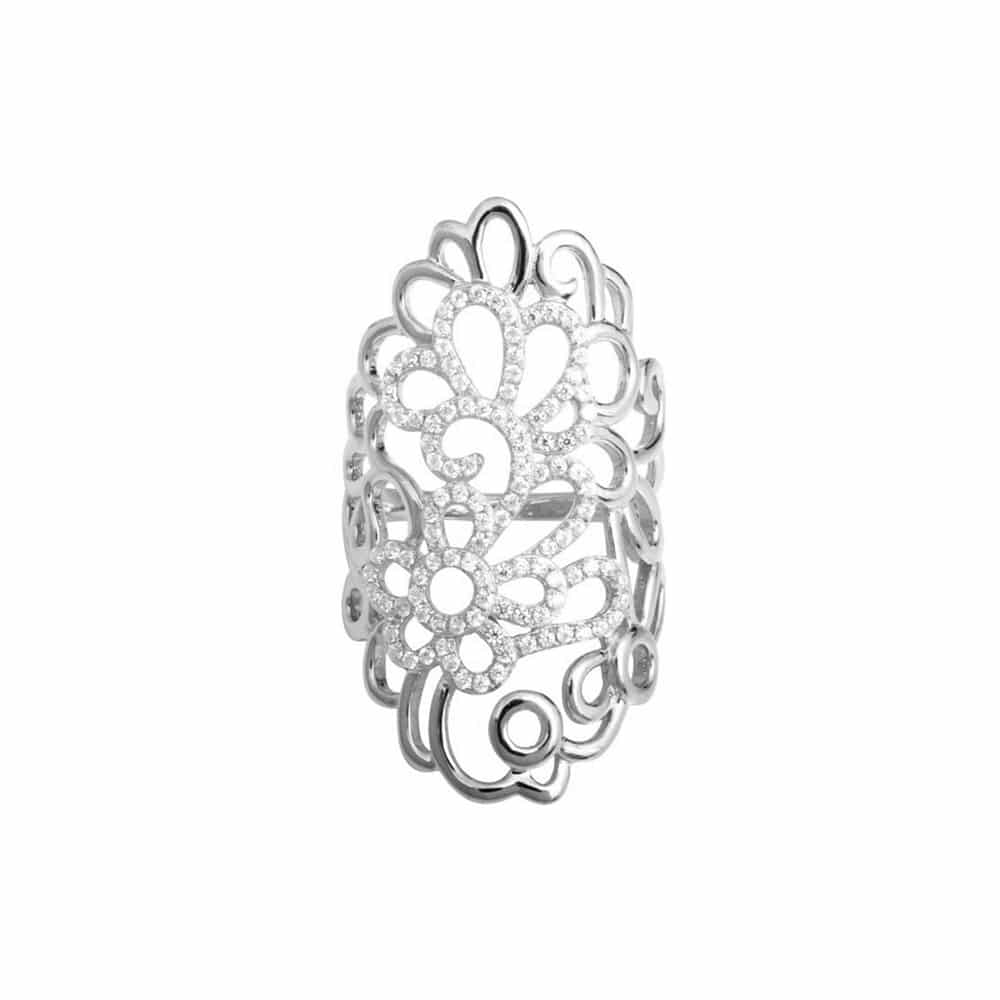 Rhodium floral spirit silver ring 1