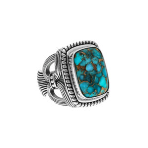 Bague argent homme temple pierre turquoise 8