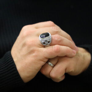 Bague argent homme temple pierre turquoise 7