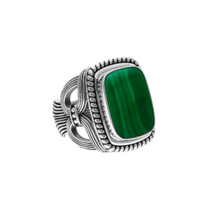Bague argent homme temple pierre malachite 6