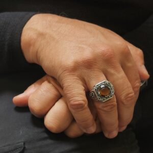 Bague argent homme trône du roi pierre œil de tigre 5