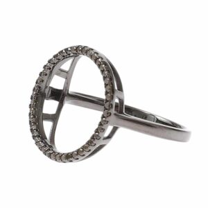 Bague argent noir ronde zirconium noir 5