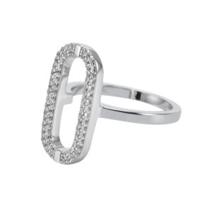 Bague argent ovale sertie de zirconium 6