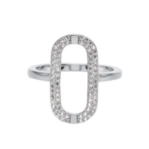 Bague argent ovale sertie de zirconium 5