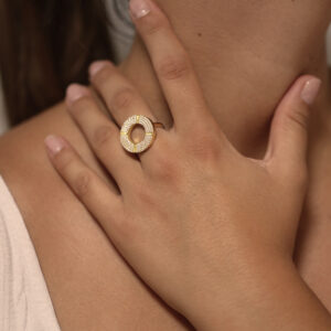 Bague argent ronde sertie de zirconium 8