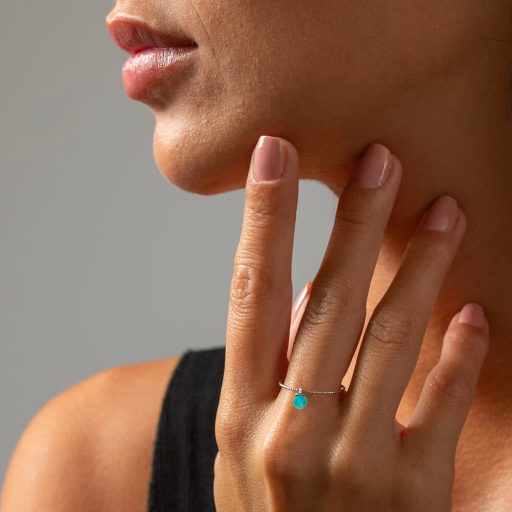Turquoise pearl silver ring 4