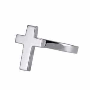 Bague argent rhodié croix marie 7