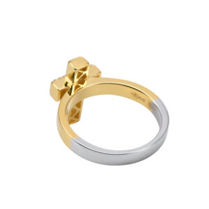 Bague argent croix doré sertie de zirconiums 7
