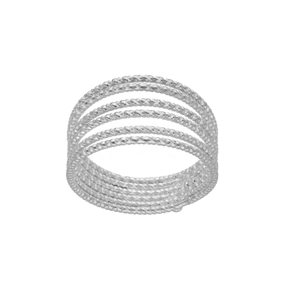 Rhodium-plated silver multi-ring diamond ring 1