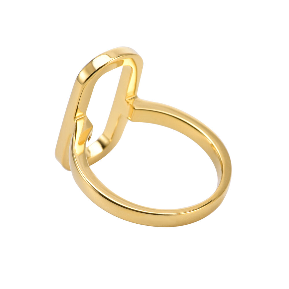 Gold oval silver ring eva 7