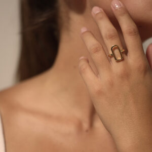 Bague argent ovale doré eva 6