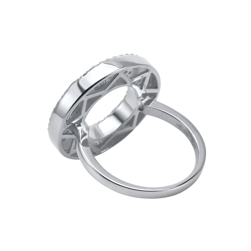 Round silver ring set with zirconium 3