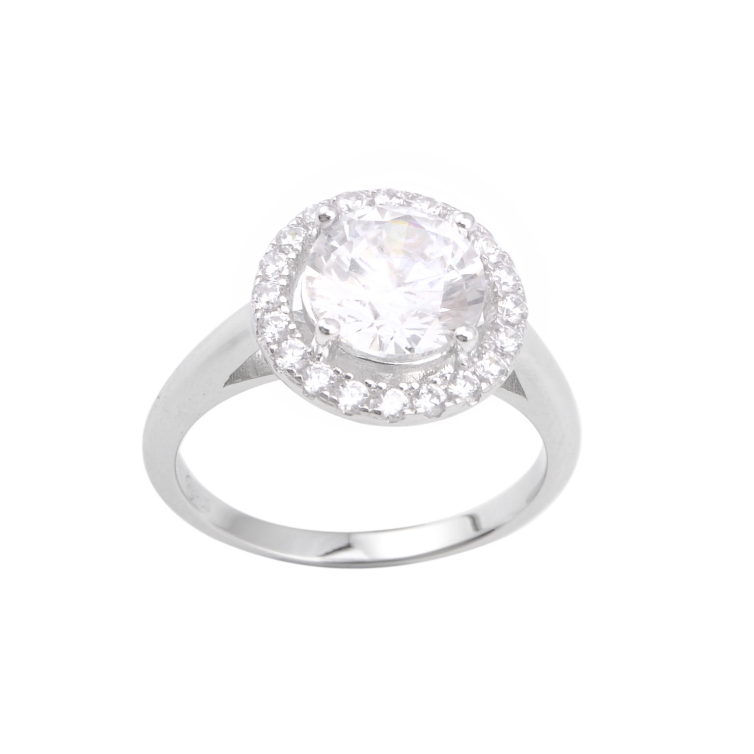 Bague Solitaire Argent Massif Avec Zirconium - Taille 54 - Occasion