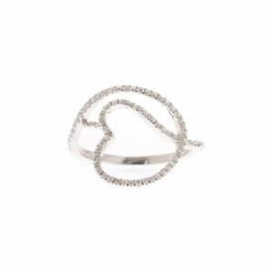 Bague Argent 925 Poinçon IAM - Cœur Et Zirconiums Blancs - Taille 55 - Occasion