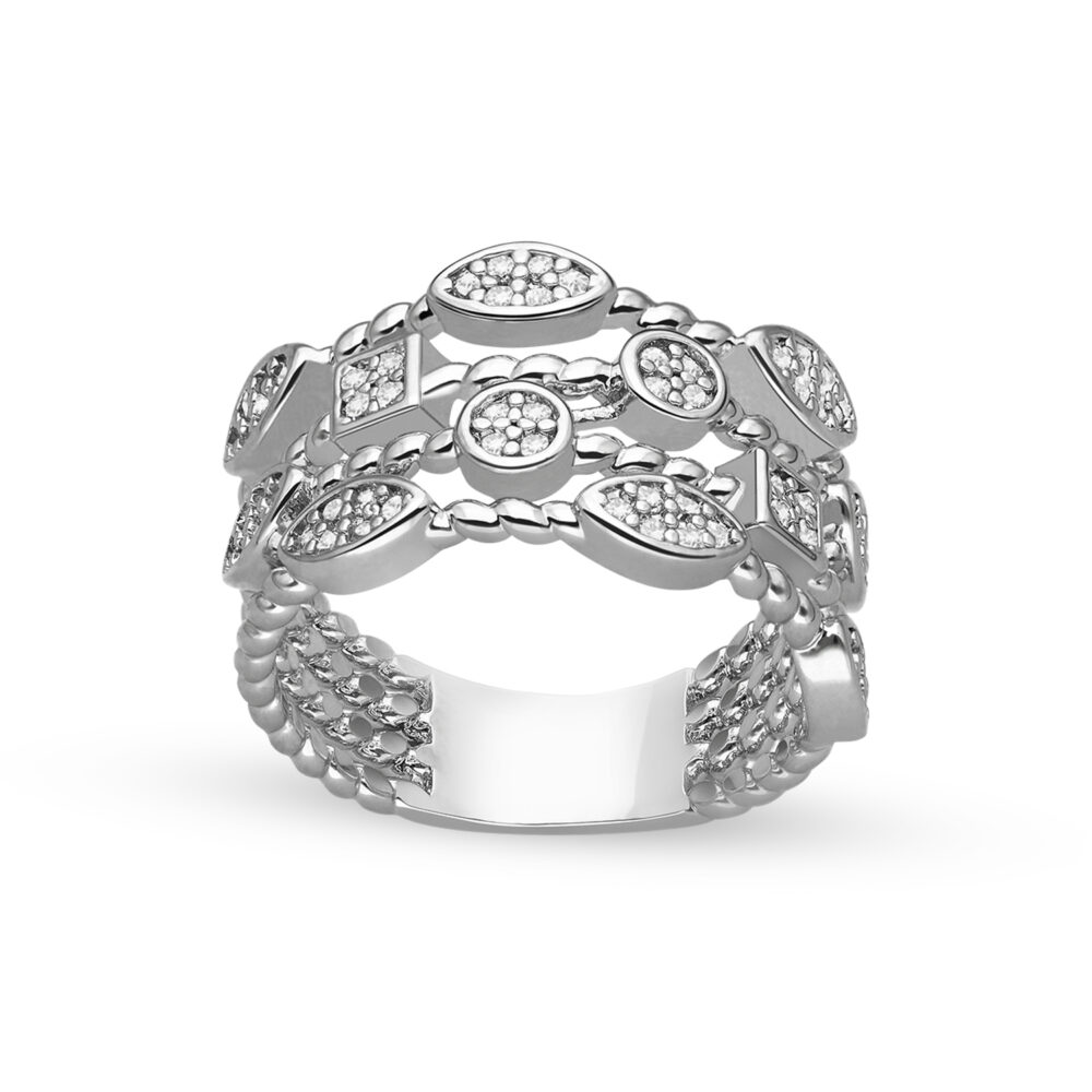 Silver ring multi ring geometric patterns 1